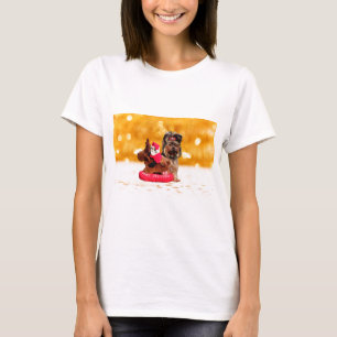 Niedlich Yorkshire Terrier Frohe Weihnachten T-Shirt