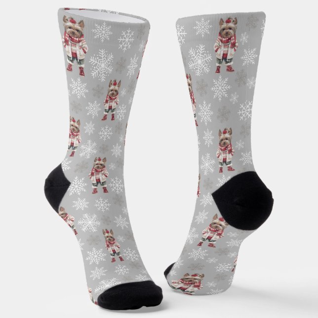 Niedlich Yorkshire Terrier Light Gray Socks Socken (Gewinkelt)