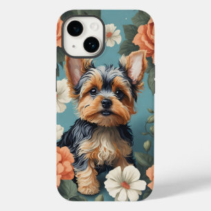 Niedlich Yorkshire Terrier Puppy Floral Case-Mate iPhone 14 Hülle