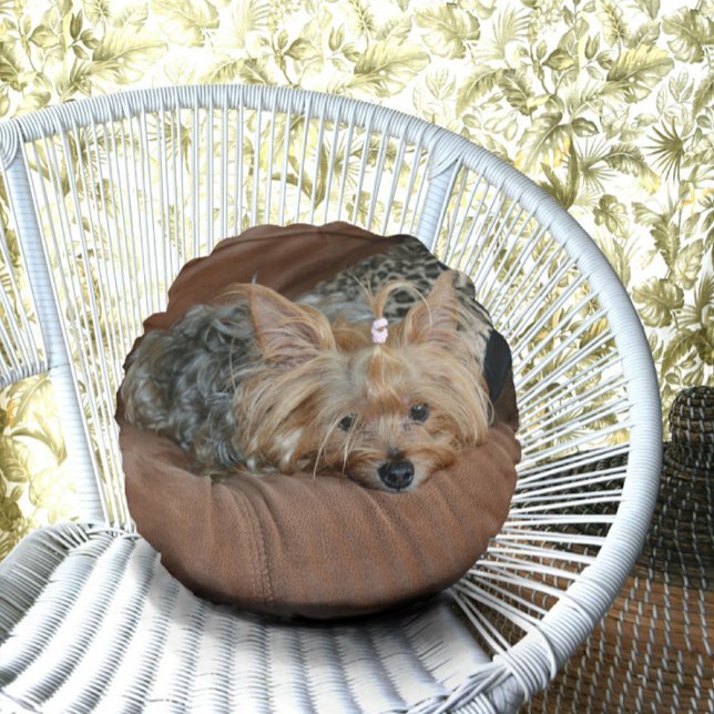 Niedlich Yorkshire Terrier Puppy Rundes Kissen (Von Creator hochgeladen)
