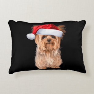 Niedlich Yorkshire Terrier Santa Puppy Dekokissen