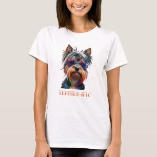 Niedlich Yorkshire Terrier Tragen einer Sonnenbril T-Shirt