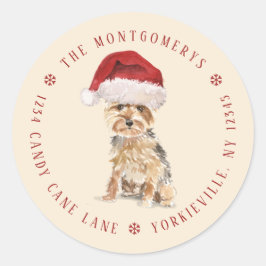 Niedlich Yorkshire Terrier Weihnachtsfeierlichkeit Runder Aufkleber