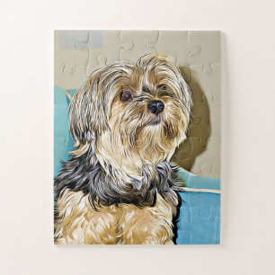 Niedlich Yorkshire Terrier Welpe Dog Digitale Kuns Puzzle