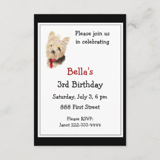 Niedlich Yorkshire Terrier Yorkie Birthday Party Einladung