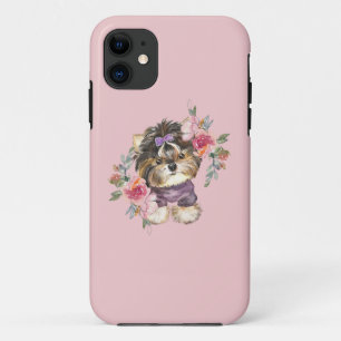 Niedlich Yorkshire Terrier Yorkie und Blume Kunst Case-Mate iPhone Hülle