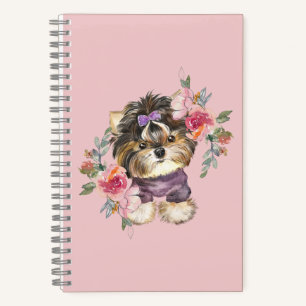 Niedlich Yorkshire Terrier Yorkie und Blume Kunst Notizbuch