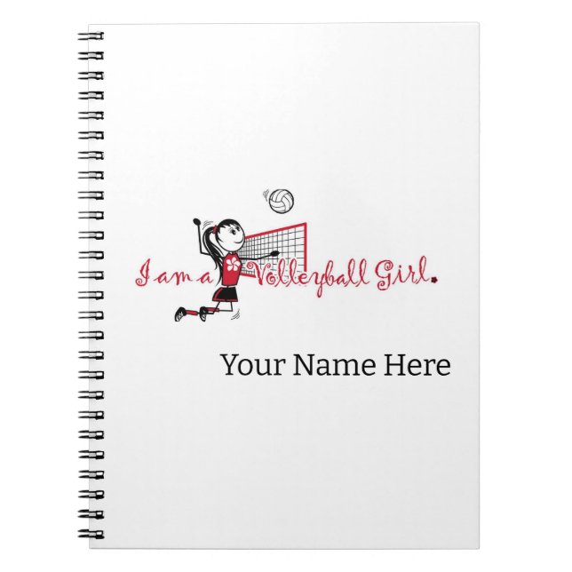 Niedlich Young Girl's Volleyball Notebook Notizblock (Vorderseite)