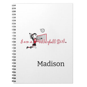 Niedlich Young Girl's Volleyball Notebook Notizblock