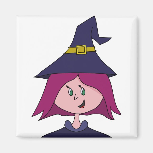 Niedlich Young Hexe Halloween Magnet (Vorne)