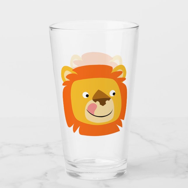 Niedlich Yummy Cartoon Lion Glas (Vorderseite)