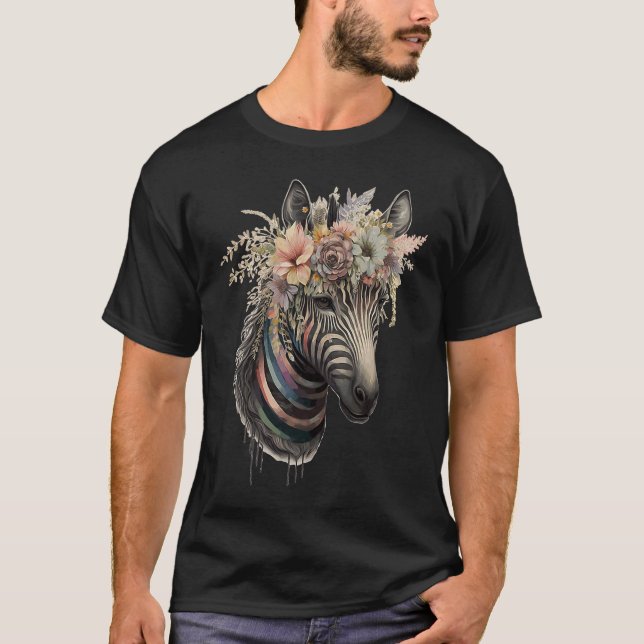 Niedlich Zebra Blume Crown Africa Safari Tier T-Shirt (Vorderseite)