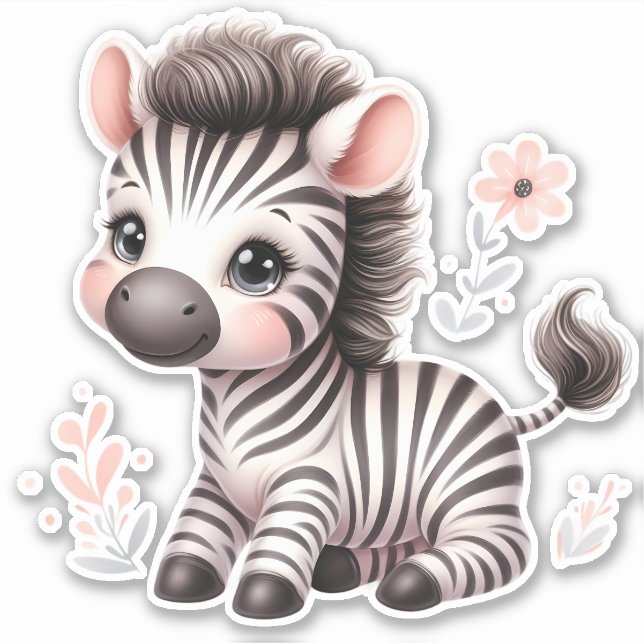 Niedlich! Zebra Custom Cut Scrapbooking Sticker (Vorderseite)