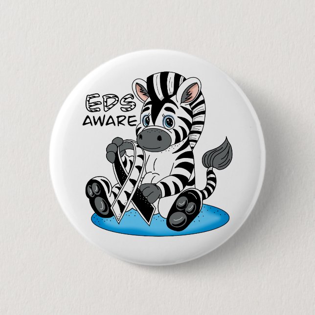 Niedlich Zebra EDS Awareness Ribbon Button (Vorderseite)