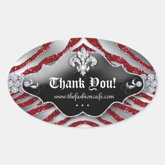 Niedlich Zebra Lilie Glitzer Red Ovaler Aufkleber (Vorderseite)