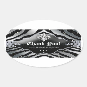 Niedlich Zebra Lilie Glitzer Silver Black Ovaler Aufkleber