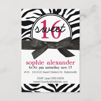 Niedlich Zebra Muster Süß 16 Party Einladung