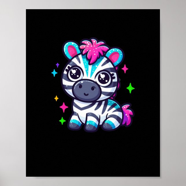 Niedlich Zebra-Sticker Poster (Vorne)