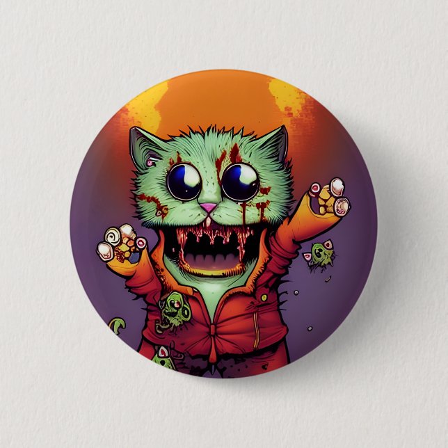 Niedlich Zombie Cat Button (Vorderseite)