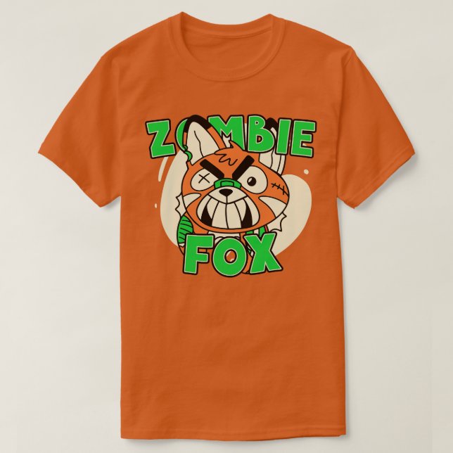 Niedlich Zombie Fox Funny Halloween Zombie Animals T-Shirt (Design vorne)