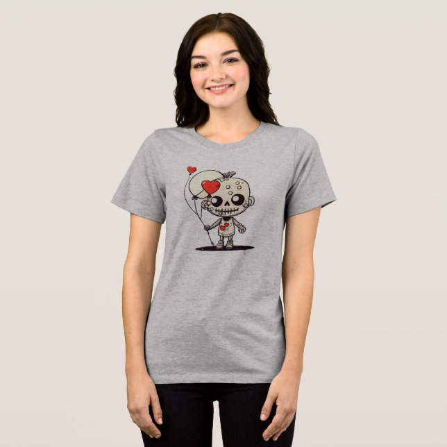 Niedlich Zombie Friend - herzförmige Liebe Tri-Blend Shirt (Vorderseite voll)