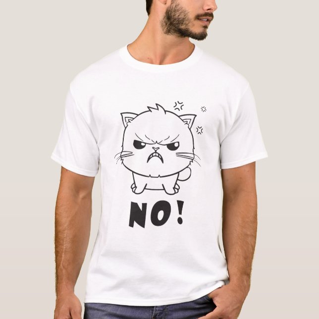 Niedlich zornige Katze, die nein jaucht. T-Shirt (Vorderseite)