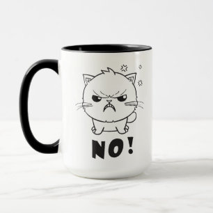 Niedlich zornige Katze, die nein jaucht. Tasse