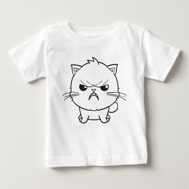 Niedlich zornige Katze, die sich herumhisst. Baby T-shirt (Vorderseite)