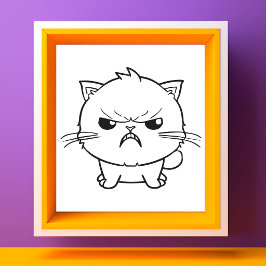 Niedlich zornige Katze, die sich herumhisst. Fotodruck