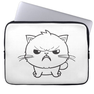 Niedlich zornige Katze, die sich herumhisst. Laptopschutzhülle