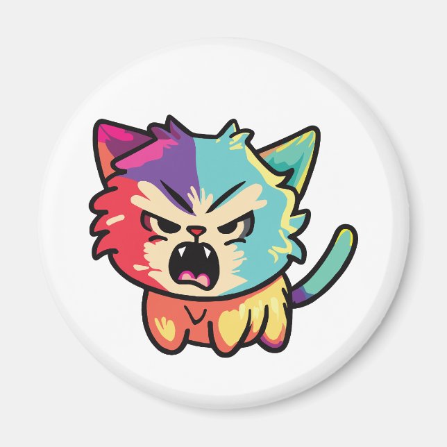 Niedlich zornige Katze, die sich herumhisst. Magnet (Vorne)