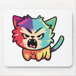 Niedlich zornige Katze, die sich herumhisst. Mousepad