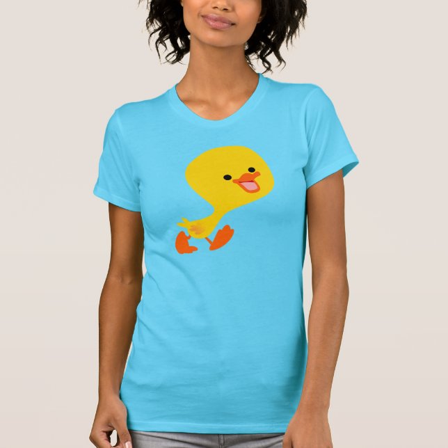 Niedlich zu Fuß Cartoon Duckling Women T - Shirt (Vorderseite)
