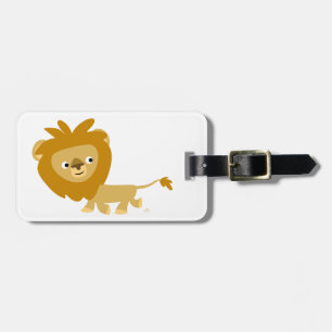 Niedlich zu Fuß Cartoon Löwenspur Tag Gepäckanhänger