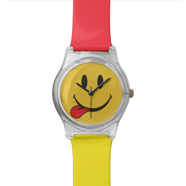 Niedlich, Zunge emoji heraus haftend Armbanduhr (Nahaufnahme)