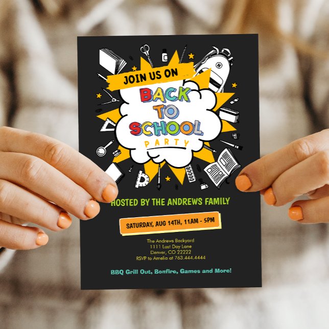 Niedlich zurück zum Party der Schulfamilie Einladung (Cute Back to School Family Party Invitation)