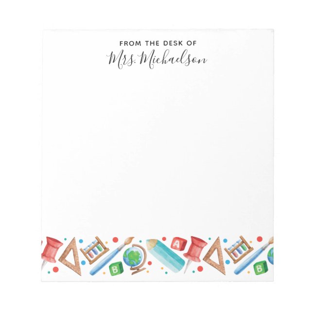 Niedlich zurück zur Globe-Lehrerin Notizblock (Vorderseite)