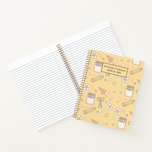 Niedlich zurück zur Schulart | Schulbedarf Notizbuch (Innenseite)