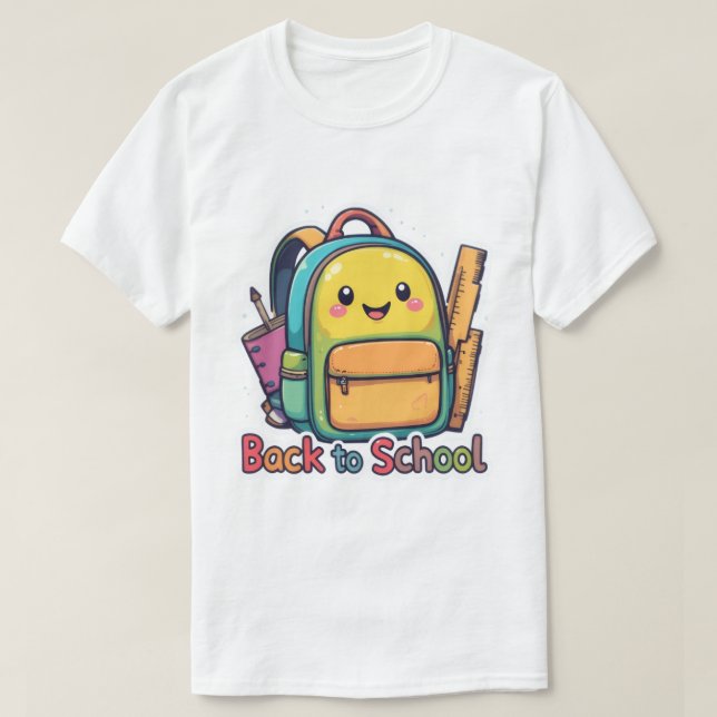 Niedlich zurück zur Schule Cartoon T - Shirt (Design vorne)