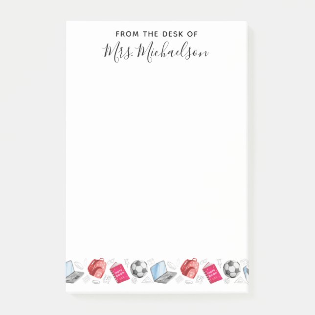 Niedlich zurück zur Schulversorgung Lehrer Post-it Klebezettel (Vorderseite)