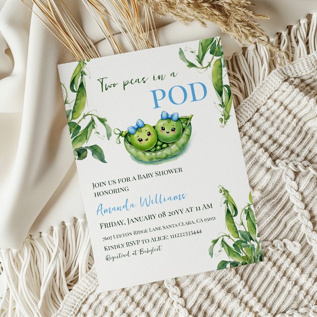 Niedlich zwei Erbsen in einem Pod Blue Boy Twins B Einladung (Von Creator hochgeladen)