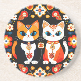 Niedlich zwei Katzen Getränkeuntersetzer