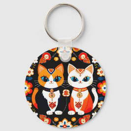 Niedlich zwei Katzen Schlüsselanhänger