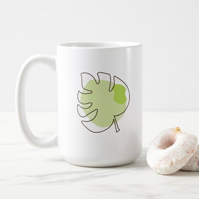 Niedliche 1-Linien-Kunst, tropisches, abgeschieden Kaffeetasse (Mit Donut)