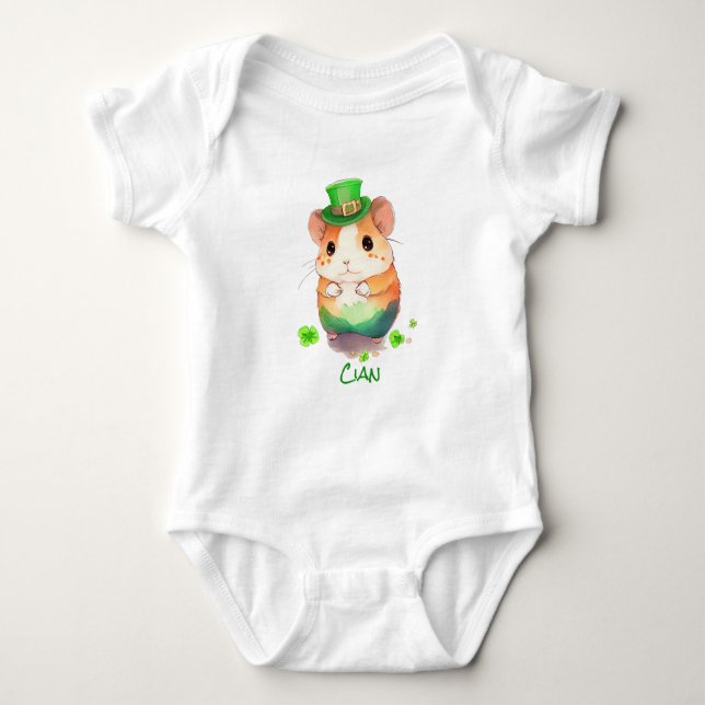 Niedliche 1. St. Patrick's Day Mouse Leprechauns H Baby Strampler (Vorderseite)