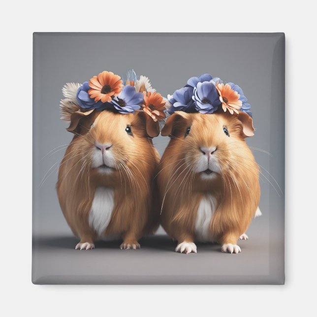 Niedliche 3D Boho Guinea Schweine Kühlschrankmagne Magnet (Vorne)