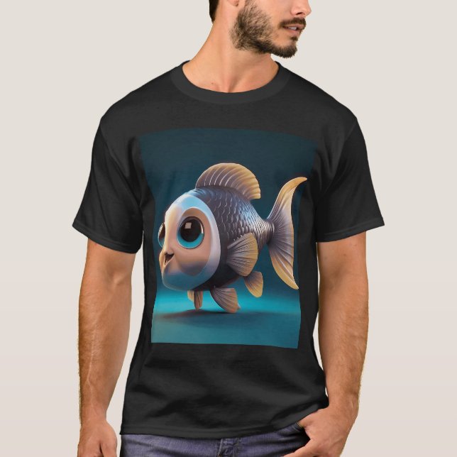 Niedliche 3D-Fisch-Spaß T-Shirt (Vorderseite)