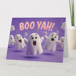 Niedliche 3D Fuzzy Ghost Charaktere schreien Boo Y Karte
