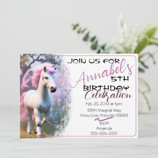 Niedliche 3D-Spirit Pony 20 Geburtstagseinladung Einladung