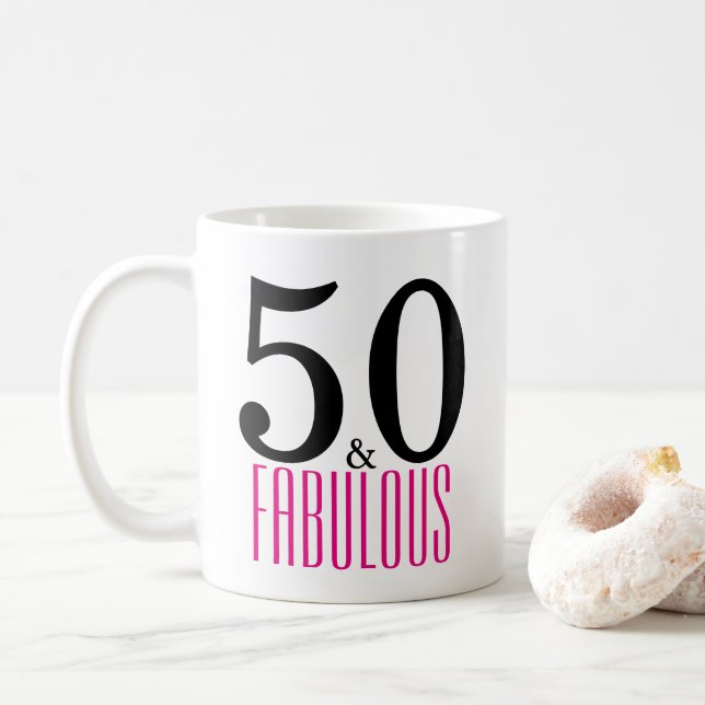 Niedliche 50 und fabelhaftes kaffeetasse (Mit Donut)